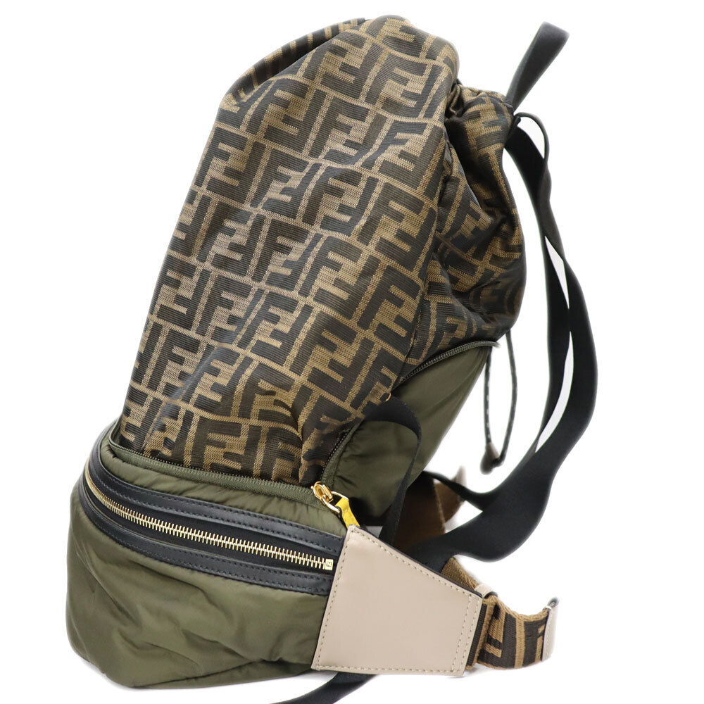 Fendi Rucksack Khaki Zucca Daypack Green Clutch Backpack Waist Brown